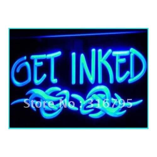 I316 GET INKED Tattoo Piercing Shop LED Neon Light Light Signs On/Off Switch 20+ Colors 5 Sizes