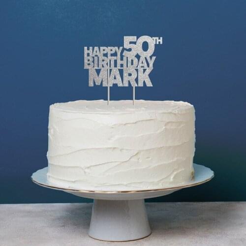 Personalised Name and Age Birthday glitter Cake Topper. 20th, 30th, 40th, 70th,80th,90th,100th birthday custom name cake topper