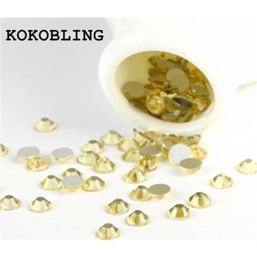 KOKOBLING ss3 -ss30 Flat Back Best Crystal Jonquil ( 3d Nail Art decorations ) Non Hot Fix Glue on rhinestones for nails diy