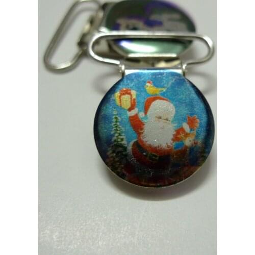 25pcs 1'' 25mm Customized Merry Christmas Santa Claus Round Suspender Clips