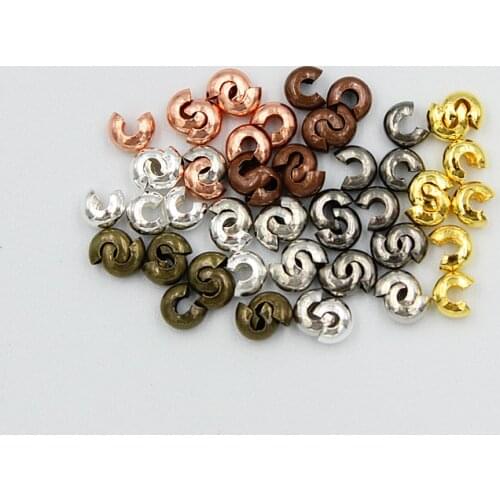 100pcs 3 4 5 6 mm Copper Round Covers Crimp End Beads Stopper Spacer Beads For DIY Jewelry Making Findings Supplies