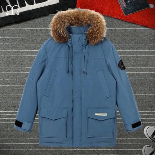 Men Duck Down Jackets Fur Hooded Fashion Outdoor Warm Jacket Coat Mens Winter Brand Hip Hop Coats Male Big Pocket Windbreakers