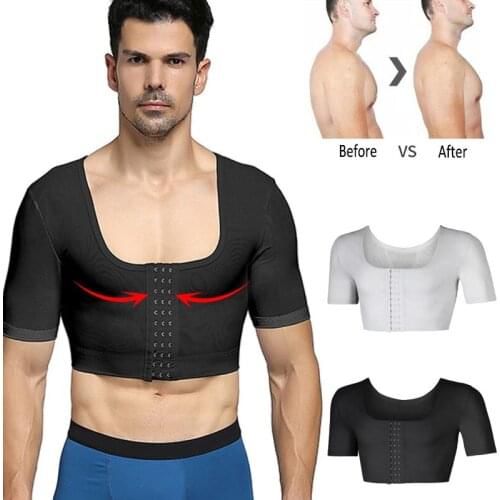 Men Gynecomastia Shapers Slimming Chest Corset Compression Body Building Sleeveless Tops Correct Posture Crop Tops