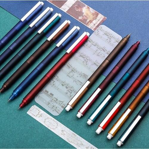 6pcs Retro Color Gel Pen Set 0.5mm Ballpoint Matte Body White Clip Liner Marker for writing Drawing Signature Office School F781