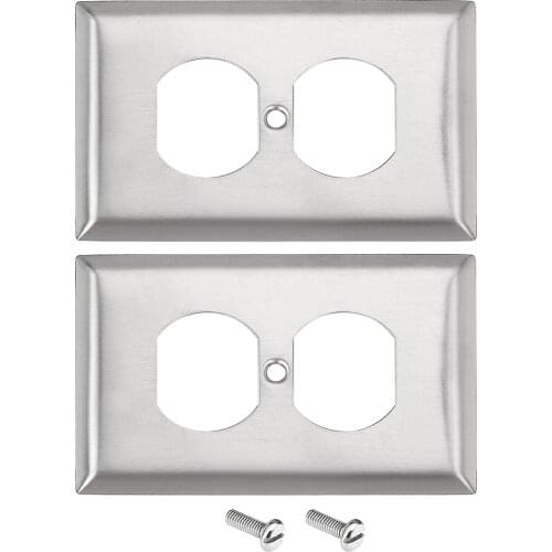 Uxcell Stainless Steel Duplex Decorative Wall Plate Switch Cover for Light Switch Receptacle Outlet Wall Plate 2pcs