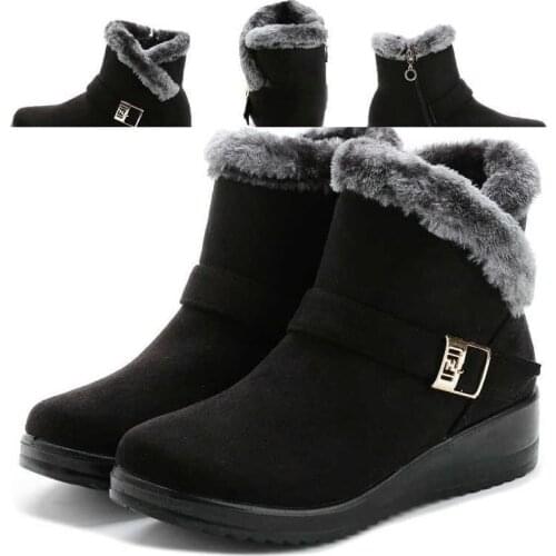 New Winter Boots Women Thick Plush Warm Snow Boots Women Zipper Comfortable Outdoor Ankle Boots Casual Cotton Shoes