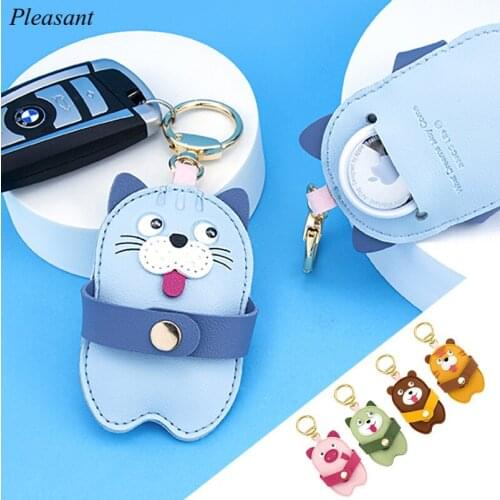 New Fashion Cartoon Dog Cat Access Control Card Holder Keychain Cute Key Protective Case High Quality Leather Small Jewelry Gift