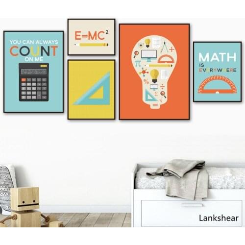 Math Rule Calculator π Fibonacci Prints and Posters Wall Art Canvas Painting Early Education Wall Pictures For Kids Room Decor