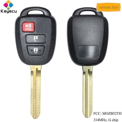 KEYECU Remote Control Car Key With 314MHz G Chip TOY43 Blade - FOB for Toyota Yaris 2014-2016 for Scion tC iQ FCC ID: MOZB52TH