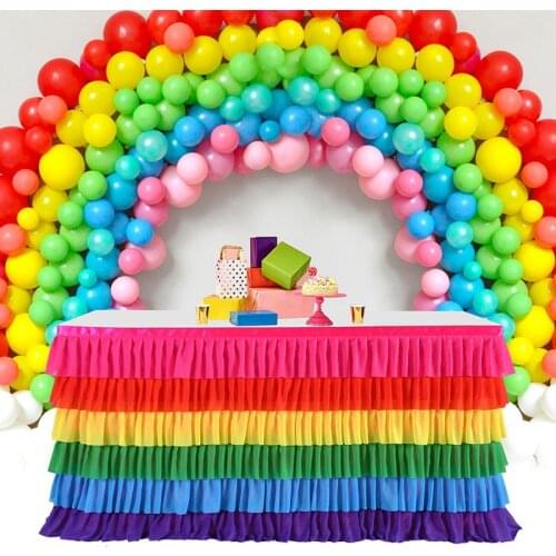 Rainbow Color Table Skirt for Baby Birthday Shower Party Table Decoration Tablecloth Wedding Banquet Table Tutu Cloth Tutu Dress
