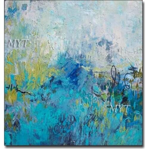 Handmade Art Oil Paintings for Living Room Abstract Blue Colorfull Canvas Landscape Painting Hotel Decor Picture No Framed