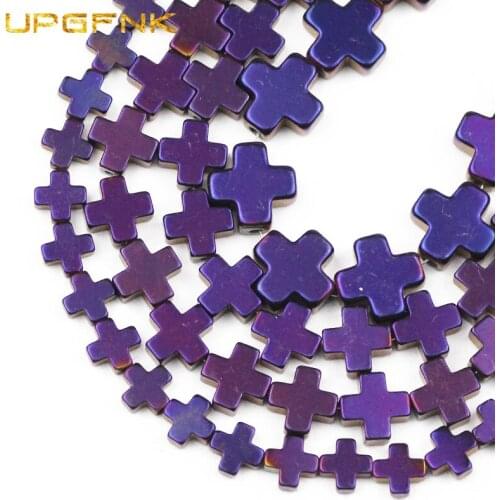 UPGFNK Natural Stone Purple Cross Hematite beads 6/8/10mm Spacer Loose Beads For Jewelry Making Diy Bracelet Necklace Findings