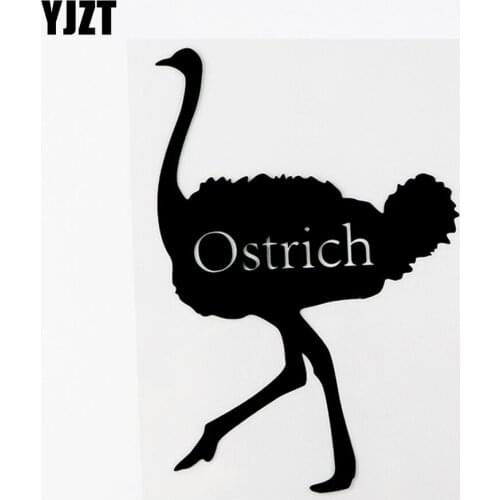 YJZT 10.5CMX15.5CM Beautiful Vinyl Animal Ostrich Decor Car Sticker Decal Black/Silver 8C-0177