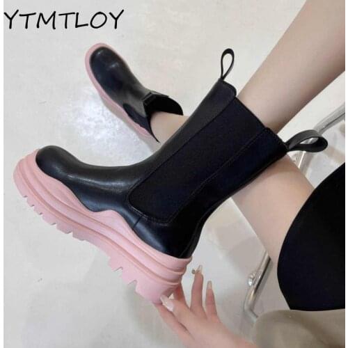 Round Toe Platform Womens Boots Luxury Brand High-top Winter Fleece Warm Shoes Non-slip Womens Short Boots Botas