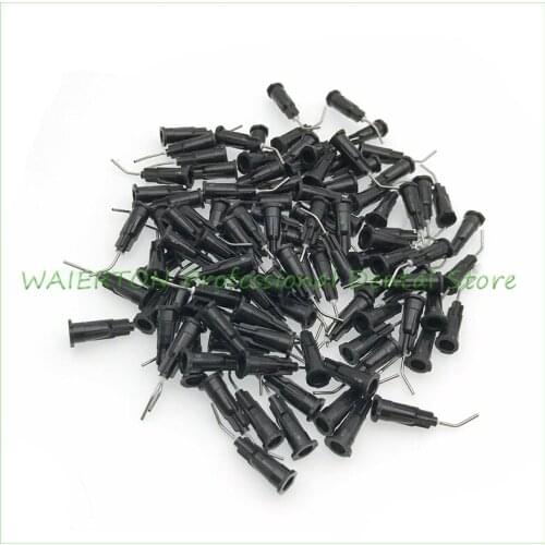 100Pcs Dental Bent Needle Tip Dental Composite Resin Rinse Elbow Black
