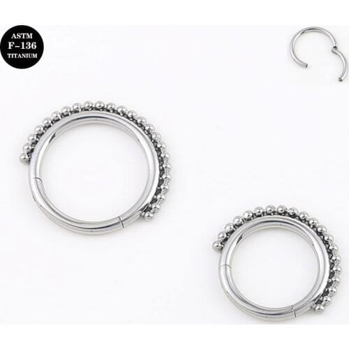 16G Implant Grade Titanium ASTM F136 Septum Piercing Twist Hinged Clicker Nose Ring Dot Hoop Jewelry