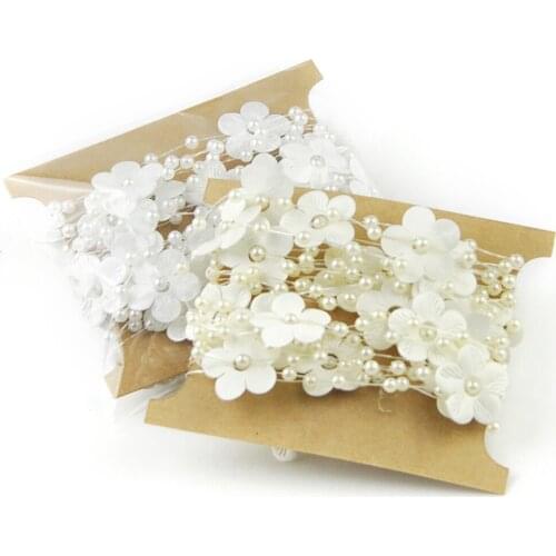 3pcs/set 5.4 Yards 4mm Fishing Line Artificial Pearls String Beads Plum Blossom Decoration Bead Trim 3-spool For Diy Crafts