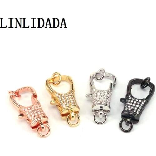 5Pcs Copper Mix Color Cubic Zirconia Lobster Clasps Hooks DIY Jewelry Findings Accessories