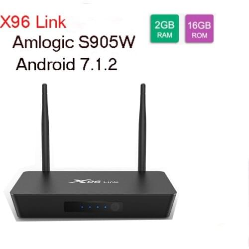5PCS X96 Link Android 7.1 Amlogic S905W Quad Core Smart Set Top Box DDR3 2G 16G 100M LAN 4k Media Player 2.4G 5G Brand Wifi TV B