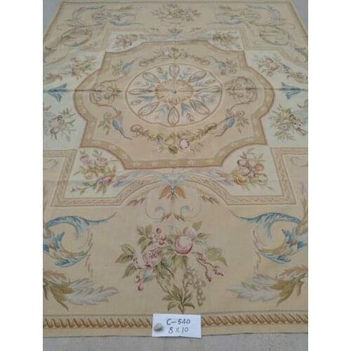 Free shipping 8'x10' French Aubusson weave rug hand woven carpet oriental wool rug royal style