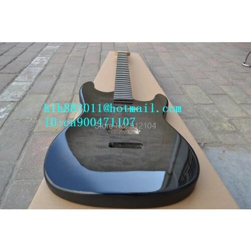 Free shipping new semi-finished electric guitar in black with mahogany body and ebony fingerboard +foam box+ F-1776
