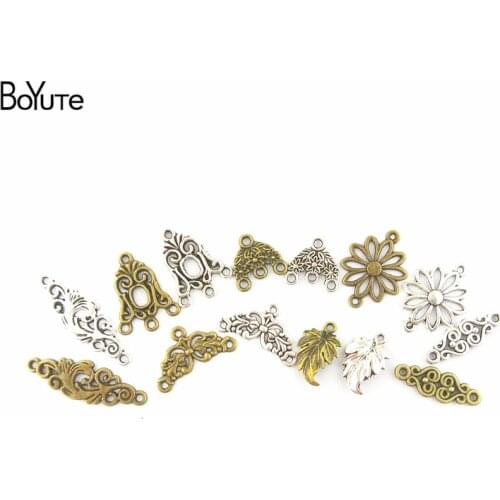 BoYuTe (100 Pieces/Lot) Wholesale Antique Bronze Silver Flower Pendant Charms Connector Diy Hand Made Jewelry Accessories