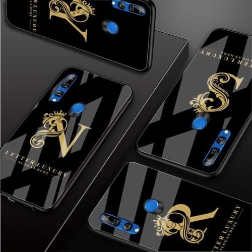 Letter Tempered Glass Phone Case For Huawei honor 8X 9 10i 20i 20Lite 20Pro 30 Pro Cover Shell