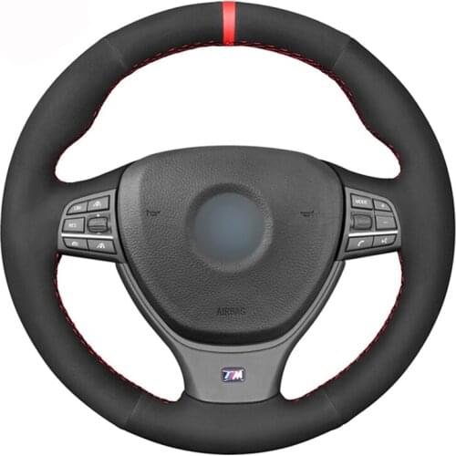Black Suede Red Marker Car Steering Wheel Cover For BMW 5 Series 520i 528i F10 F11 F07 2009-2017 M5 F10 F12 F13 F06 F01 F02