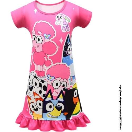 Teenagers Girls Cartoon Dresses Summer Kids Sleeveless bingo bluey Princess Dress Childrens Clothes Birthday Party Vestidos