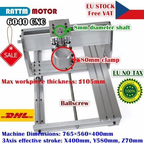 [EU Delivery] 6040 Desktop Ball Screw CNC Router Milling DIY Machine mechanical kit 80mm Aluminum clamp interchangeable