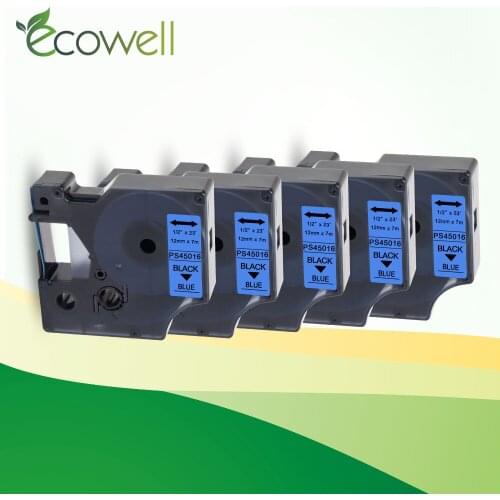 Ecowell 12mm label tape 45016 Compatible for Dymo D1 Label Tapes 45016 for Dymo Label Manager 160 280 210 printer Ribbon