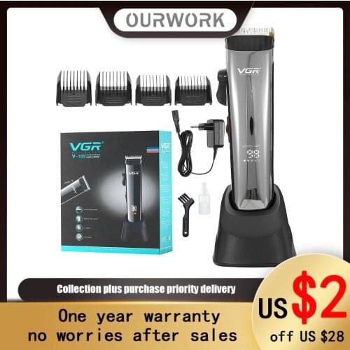 Electric Hair Clipper Professional High-Power Battery Display Styling Salon Long Life With Limit Comb