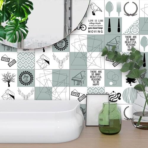 Funlife Modern Design Self-adhesive Kitchen Tiles Wall Stickers,Nordic Art Decal DIY Home Decor Waterproof Bathroom Stickers