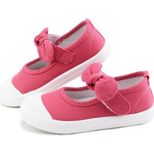 Baby Girl Shoes Canvas Casual Kids Shoes With Bowtie Bow-knot Solid Candy Girls Sneakers Children Soft Shoes 21-30 Classic