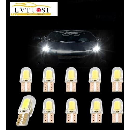 LVTUSI 10pcs T10 LED 194 W5W 168 Car Styling 501 COB Silicone Shell Car LED Lights Side Wedge Parking Bulb 12V Super Bright BJ