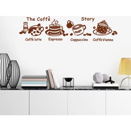 Coffee Shop Sticker Bean Milk tea Decal Cafe Cup Vinyl Art Wall Decals Decor Mural Decoration Break Coffee Glass Decals CA1008