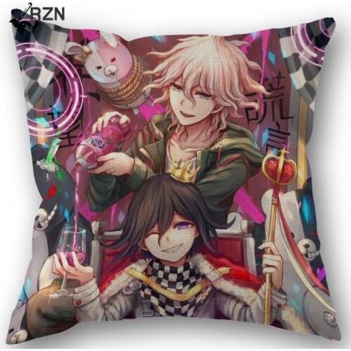 Custom Danganronpa Anime Boy Girls Pillowcase Cotton Linen Fabric Square Zipper Pillowcase 45X45 Wedding Decorative Pillow cover