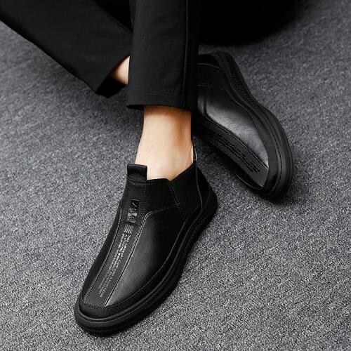 Shoe with causal fashion leather sports top sale flat for sport High leisure shoes man Casual mens sneaker hightop Sneaker men