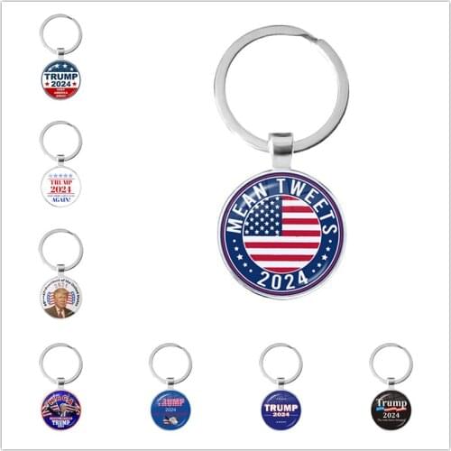 He Will Be Back 2024 USA Trump Collection Glass Cabochon Keychain Antique Bronze Jewelry For Women Men Support Trump