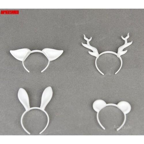 4pcs/lot White Animal Ear Headband Headwear Plastic Tiara For Barbie Doll Accessories Hairwear Hair Accessories For 1/6 Doll Toy