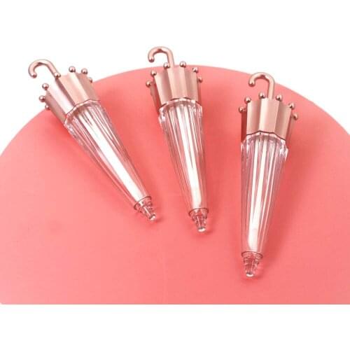 5ml novelty umbrella transparent plastic lipgloss empty tube cosmetic lip gloss packaging container with stopper