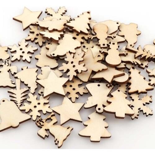 Mix style 50PCBlank Wooden Buttons Christmas Snowflake Party Supplies DIY Scrapbook Craft Wedding Decoration Hand-made Graffiti