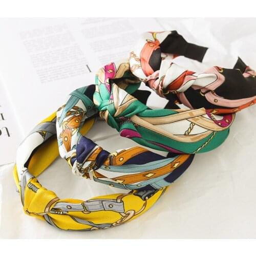 Boho silk scrunchie decoration accessories designer headband hair ties opaska do wlosow headbands for women band fashion tiara