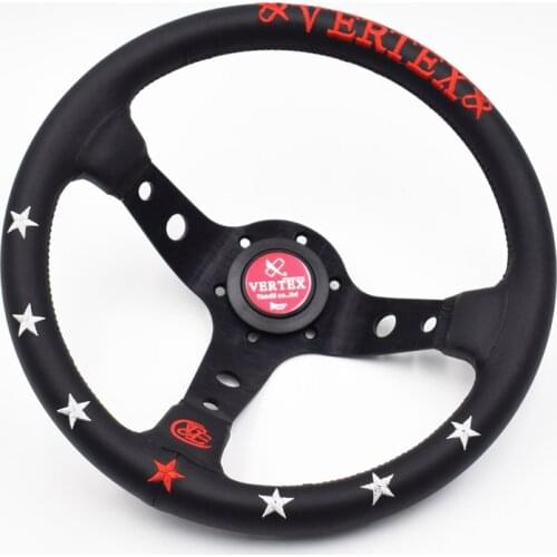 330mm/13inch Vertex Leather Deep Dish Modified Steering Wheel Car Racing Performance Tuning Sports Steering Wheel