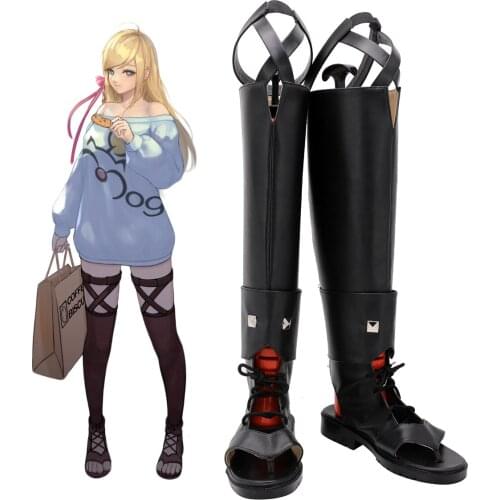 Final Fantasy XIV FF14 Minfilia Warde Cosplay Boots Black Leather Shoes Custom Made for Men and Women