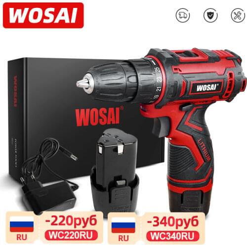 WOSAI 12V MT Series Electric Screwdriver Cordless Drill 2-Speed Household Wireless Power Driver Lithium-Ion Battery Power Tools