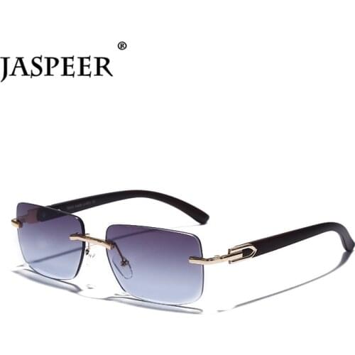 JASPEER Punk Rimless Rectangle Sunglasses Men Women Vintage Shades UV400 Driving Sun Glass Frameless Gradient Fashion Eyewear
