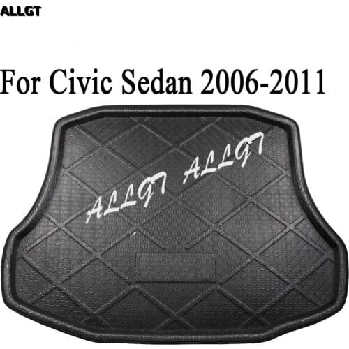 Waterproof Rubber Rear Trunk Linear Cargo Floor Mat Automotive for Honda Civic Sedan 2006 2007 2008 2009 2010 2011 Black