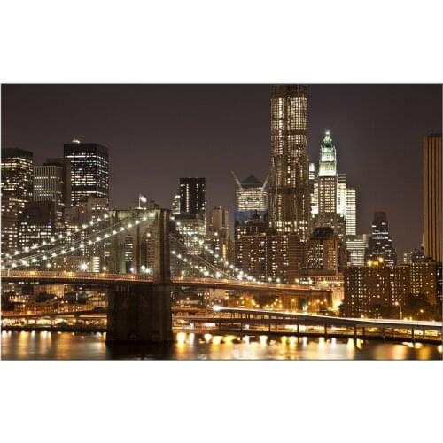 1 Panel Free Shipping Bridge Night View Modern Landscape Artwork Canvas Prints Abstract Paintings on Canvas Wall Art Framed