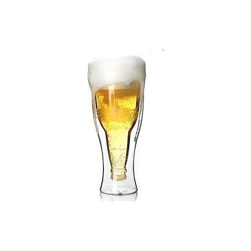 1PC LONGMING HOME 350ML New high quality Creative Beer Cup Durable Double Wall Glass beer steins hot selling JO 1060